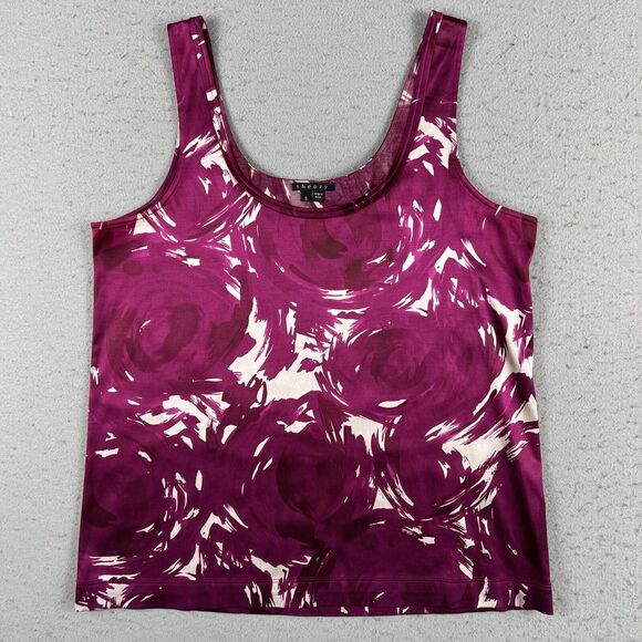 Theory Silk Blend Purple Floral Sleeveless Tank Top Women’s Size Small - Picture 1 of 16